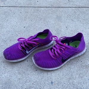 purple nike free RN flyknit shoes